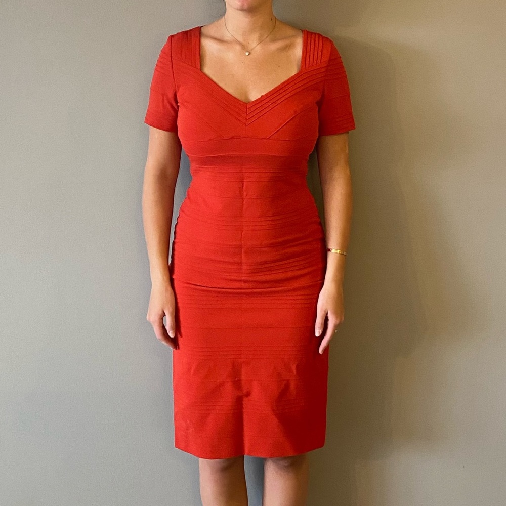 escada orange dress Escada Women's Dress Size 38 Coton Silk In Dark Orange Color